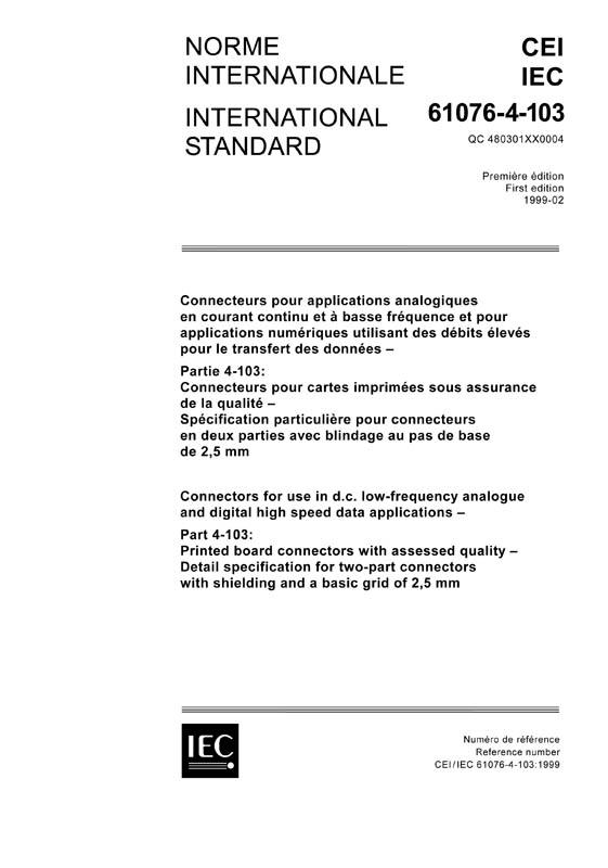 Cover IEC 61076-4-103:1999